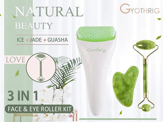 3-in-1 Facial Care Set: Ice Roller, Jade Roller & Gua Sha